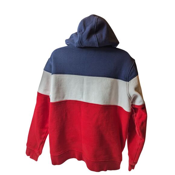 FILA Hoodie Women Medium Colorblock Pullover Red Blue Big Logo Sweatshirt Preppy - Picture 5 of 12